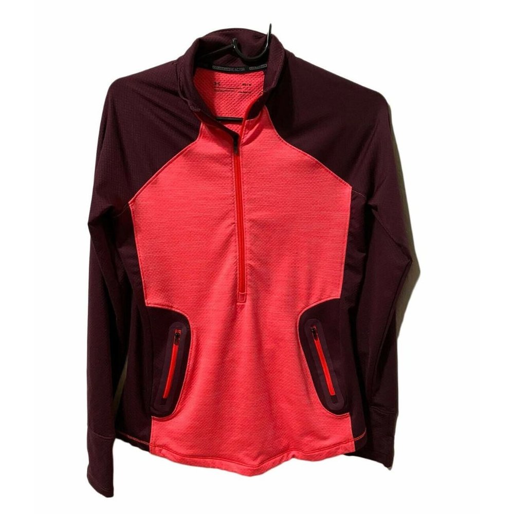 Under Armour ColdGear Reactor 1/2 Zip Women’s Shirt Marathon Red Light, XS NEW - Picture 3 of 3